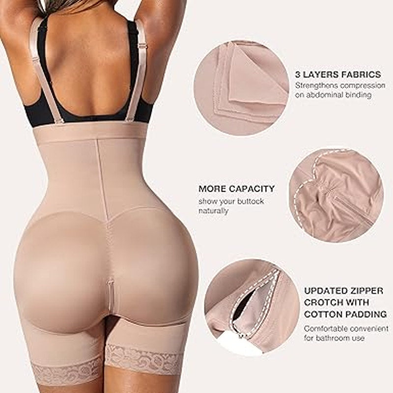 Lover-Beauty Full-Body Shaping Garment for Tummy Control and BBL Recovery Rose Gold-M