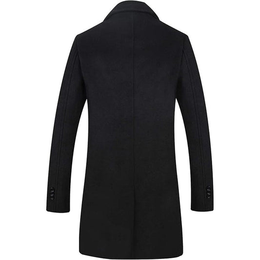 ELETOP Men's Wool Coat Winter Long Trench Coat Classic