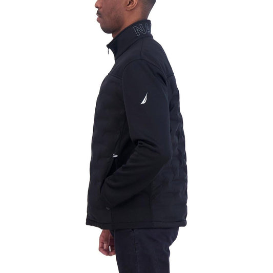 Nautica Men’s Mixed Media Water Resistant Jacket (Black,Medium)