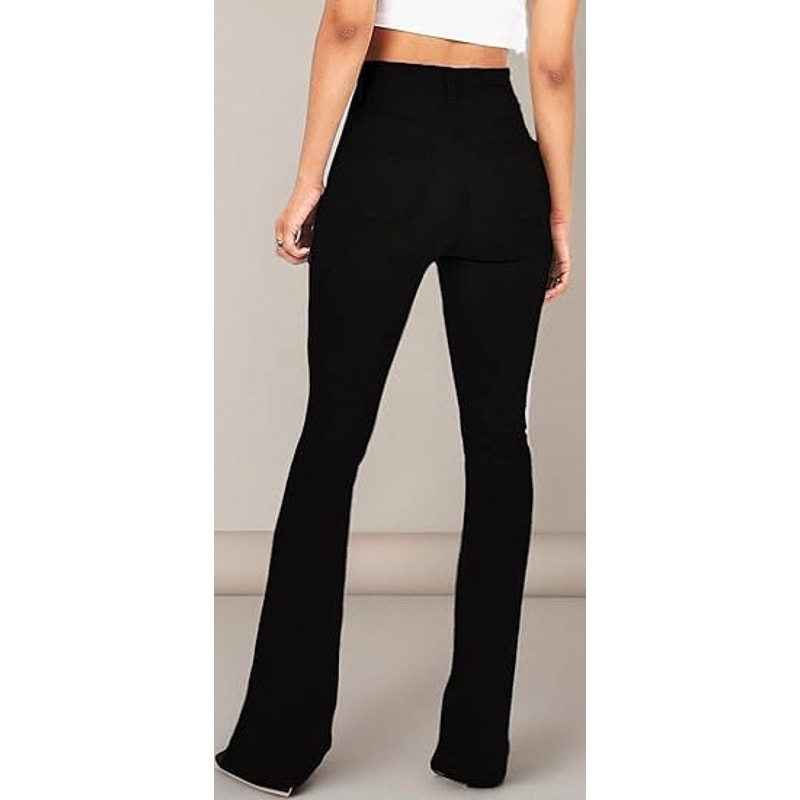 KDF Women's Black Bell Bottom Jeans for Women High Waisted Flare Bootcut Stretch