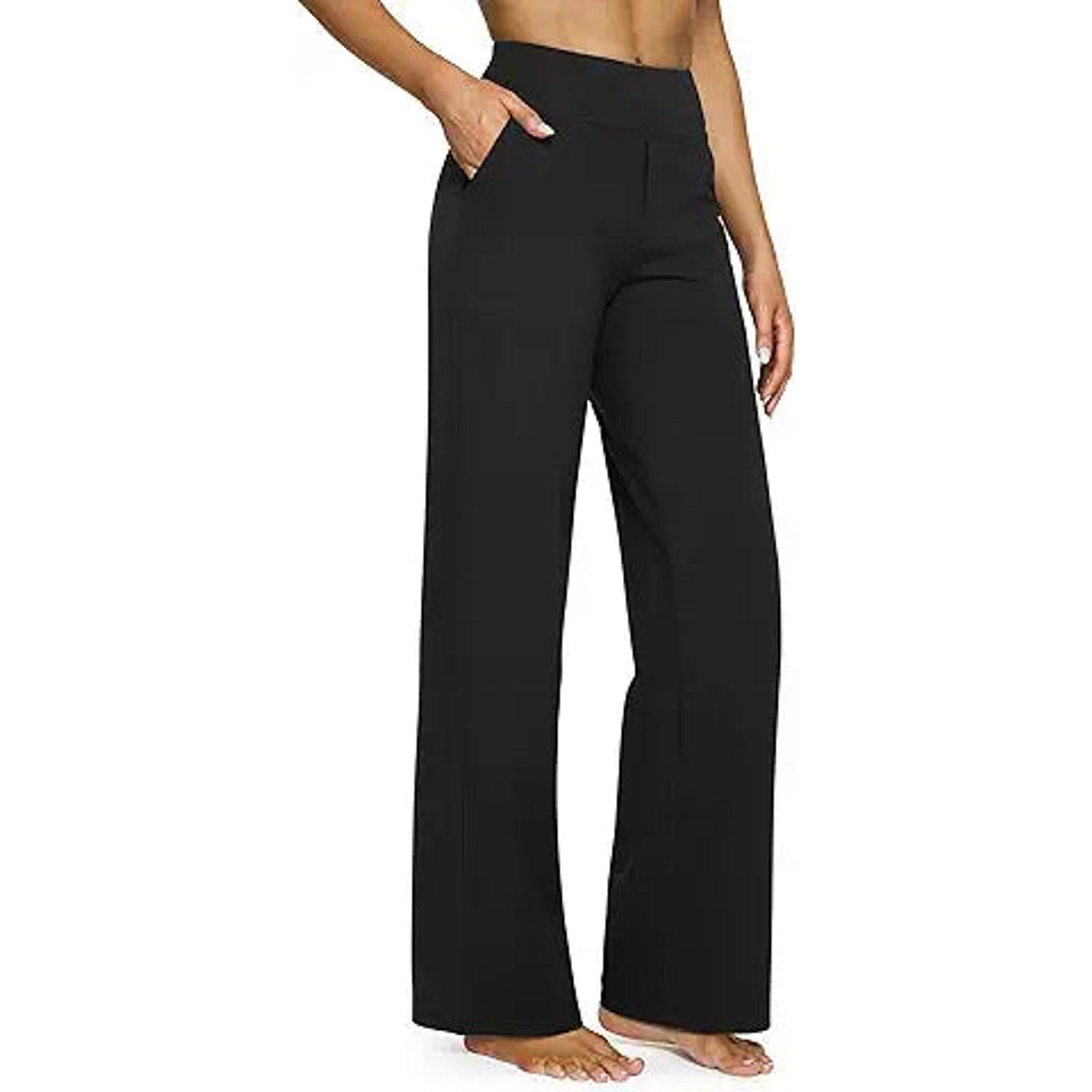 G4Free Petite Wide Leg Pants for Women Yoga Dress Pants with Pockets Straight Leg Sweatpan