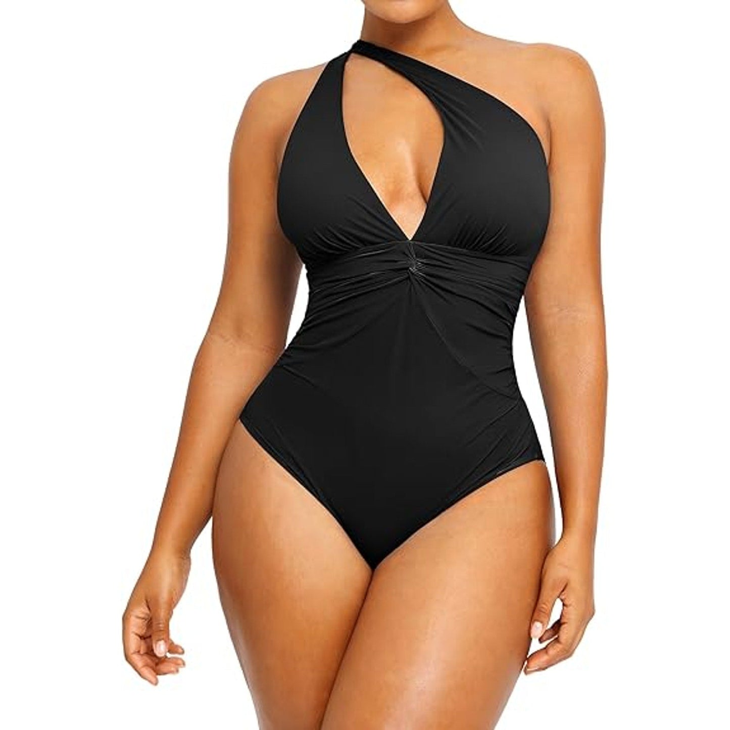 SHAPELLX Tummy Control Swimsuits for Women Criss Cross Back Bathing Suit, Ruched Swimwearï