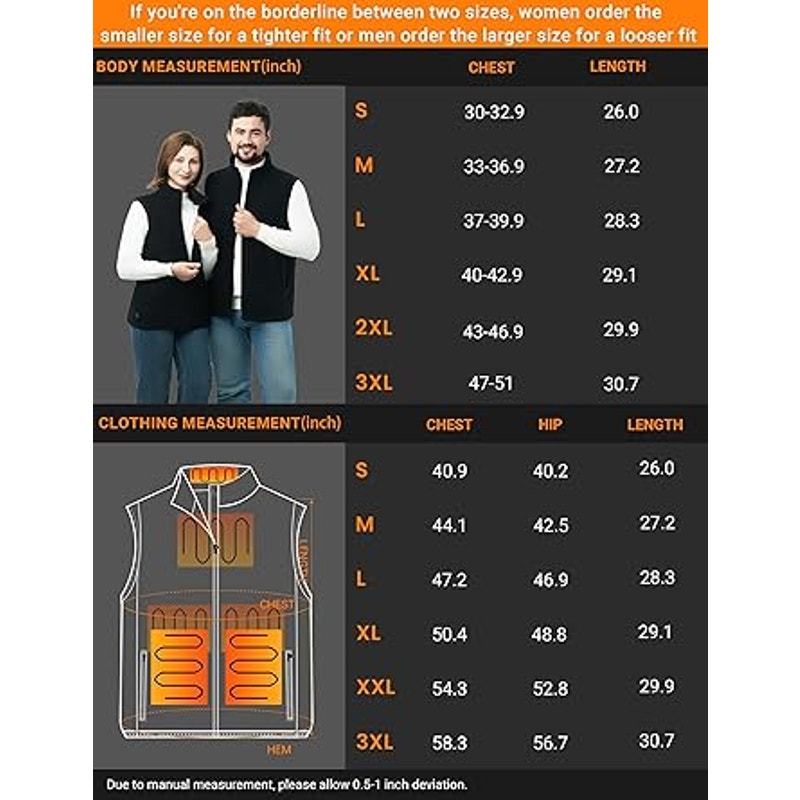 burngogo Heated Vest for Men Women, 3 Heating Levels 6 Heating Zones, Heated Jackets for M
