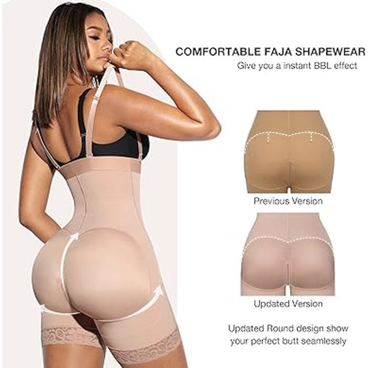 Lover-Beauty Full-Body Shaping Garment for Tummy Control and BBL Recovery Rose Gold-M