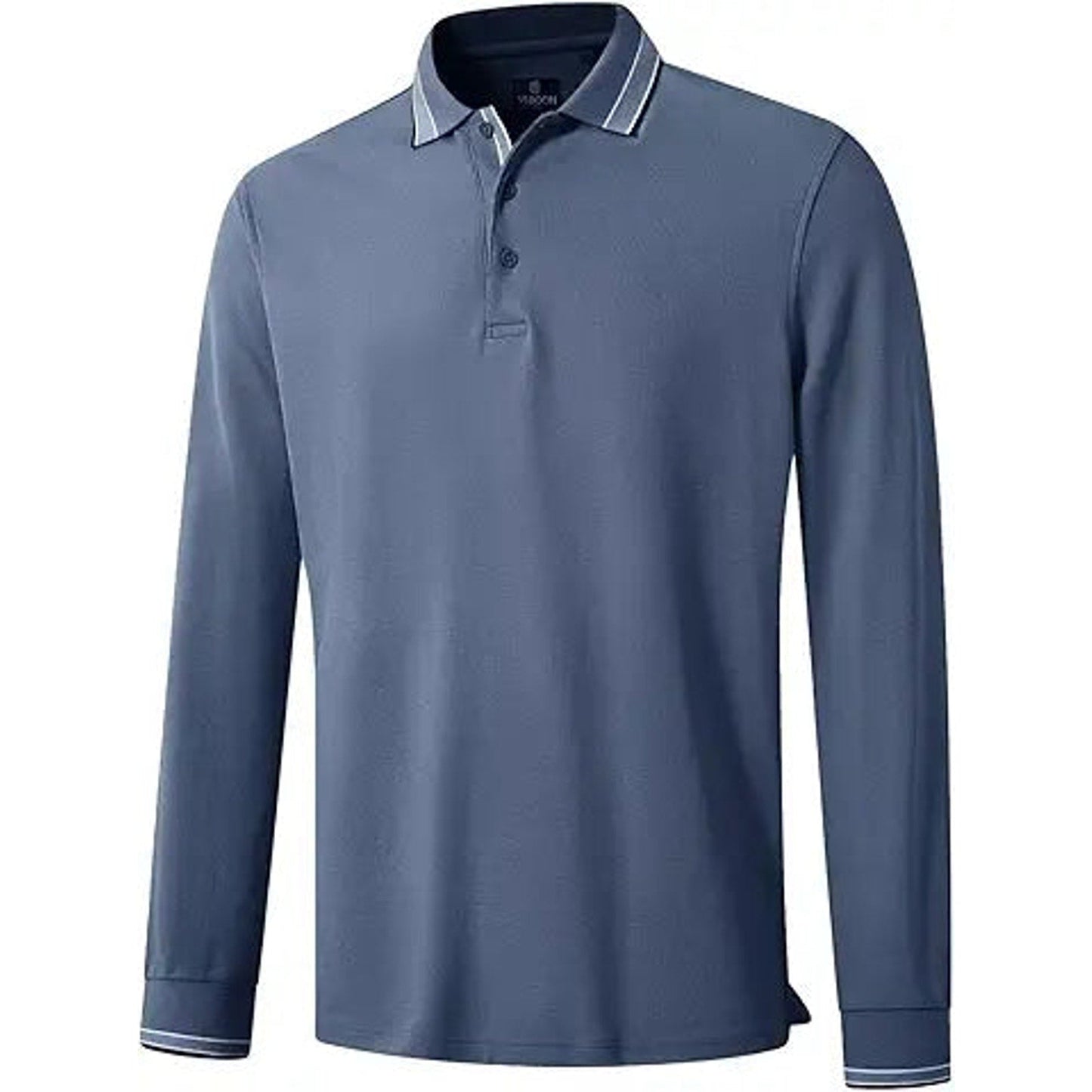 Men's Fashion Cotton Polo Shirts Classic Fit Casual Performance Full Sleeve Knit Pique Pol
