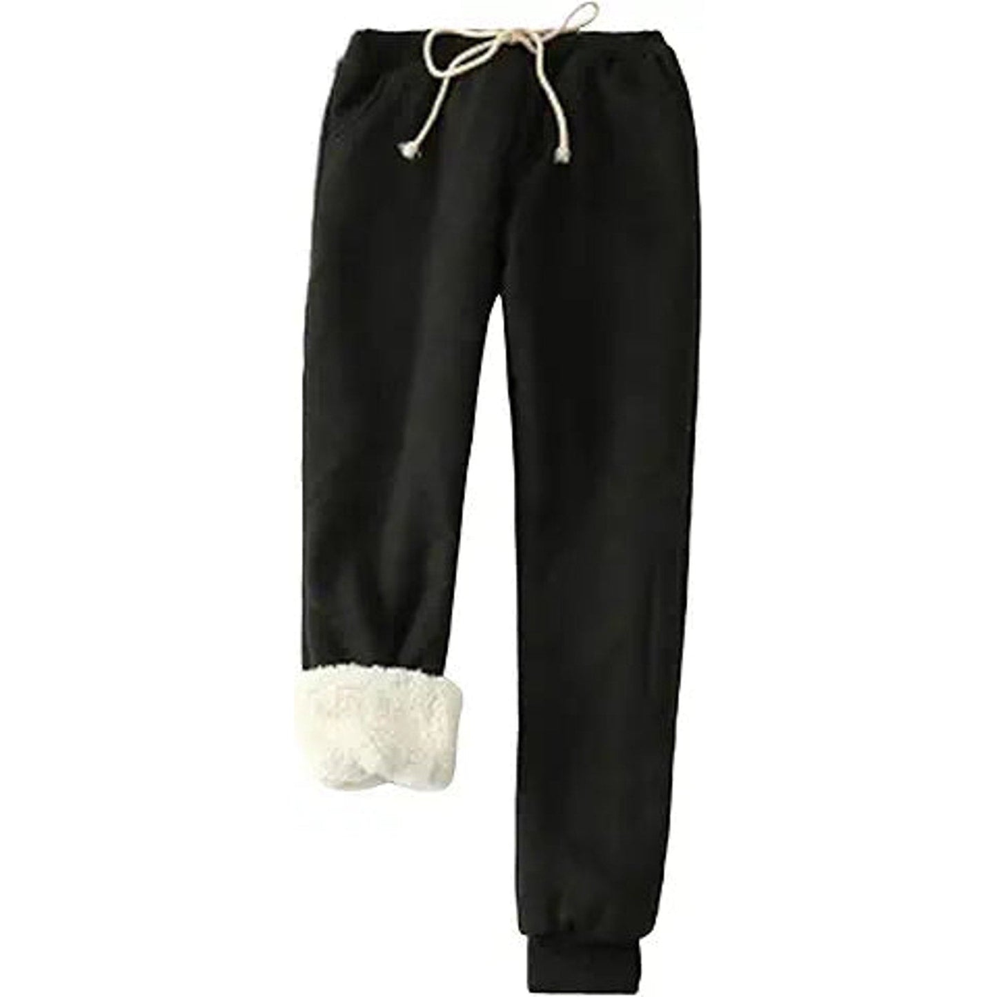 Yeokou Womens Sherpa Lined Sweatpants Winter Warm Fleece Joggers Casual Lounge Pants (Blac