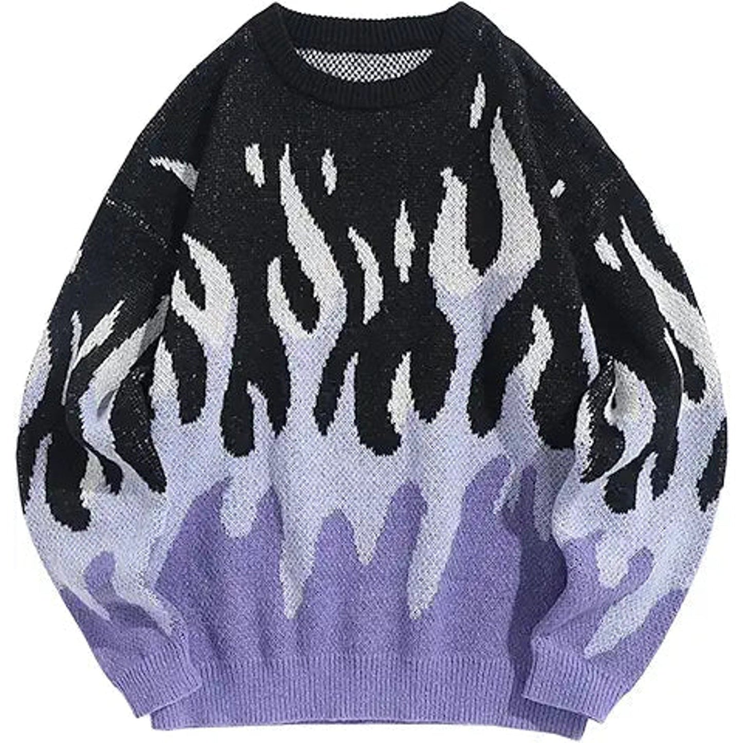 ZAFUL Knitted Sweater for Men Crewneck Graphic Loose Fit Fall Winter Pullover Sweaters Pur