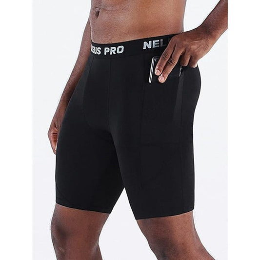 Men's Compression Shorts with Pockets Workout Running Tights,3 Pack,6082,Black