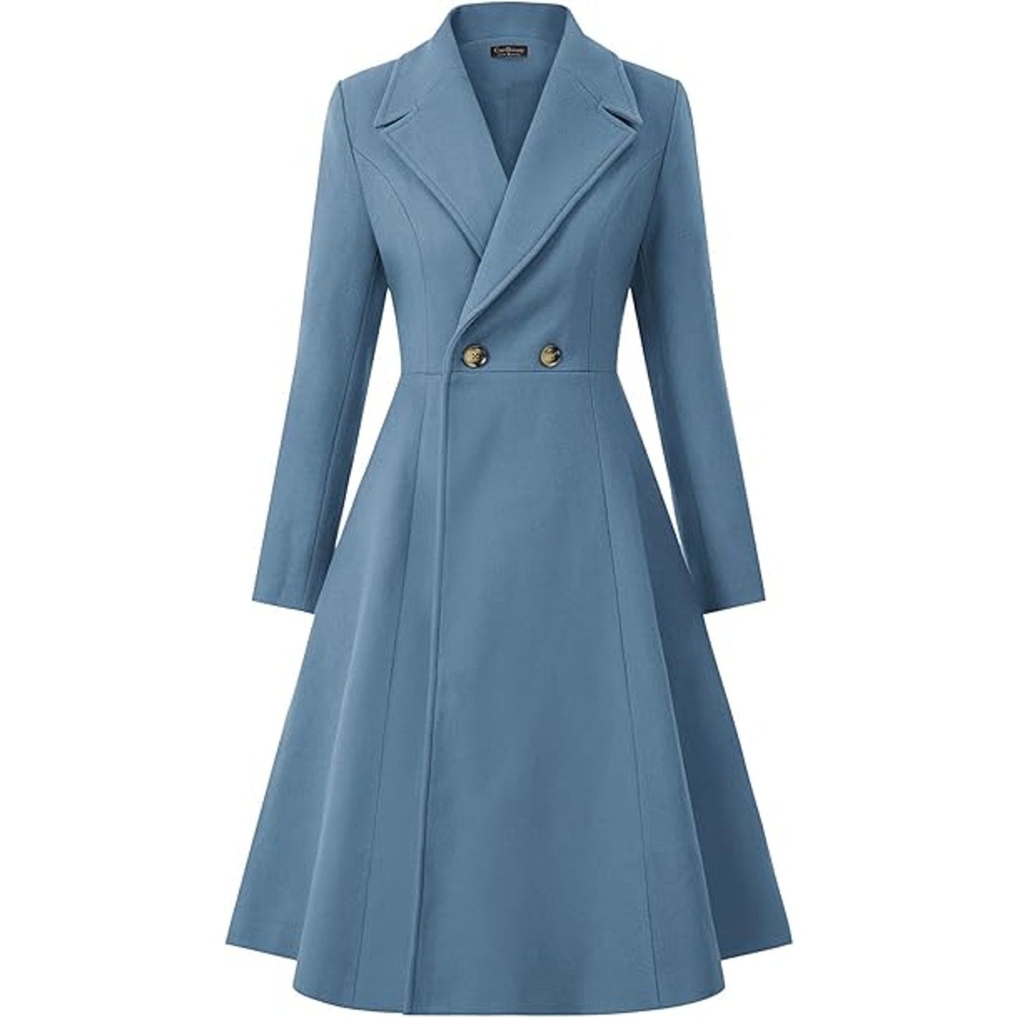 CURLBIUTY Women's Overcoat Winter Swing Trench Coats, Blue
