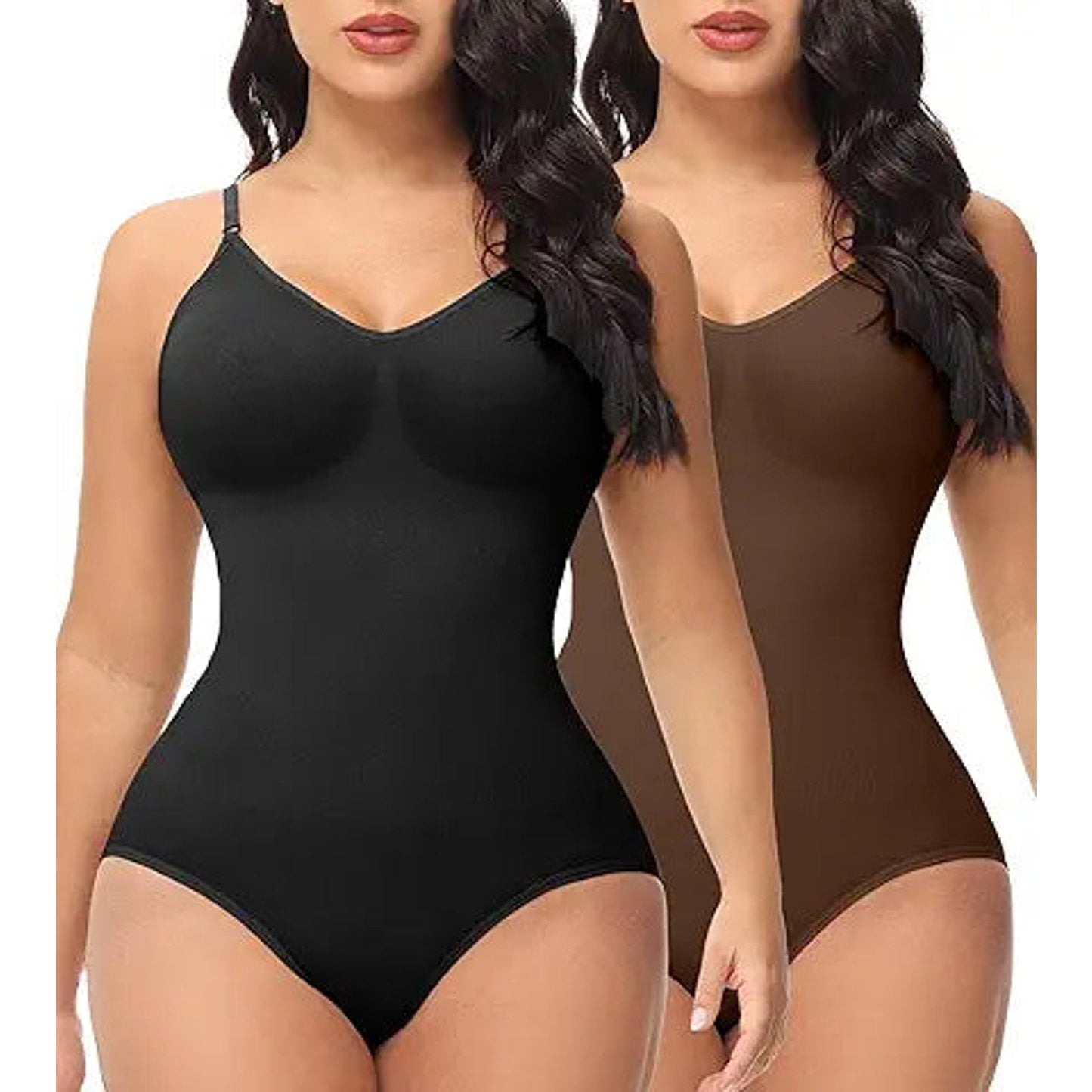 SHAPSHE 2 Piece Bodysuit for Women Full Body Shapewear Tummy Control Tucker Butt Lifter Wa