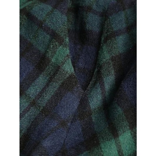 ZAFUL Women's Winter Skirt Plaid A-Line Pleated Midi Skirt High Elastic Waist Vintage Tart