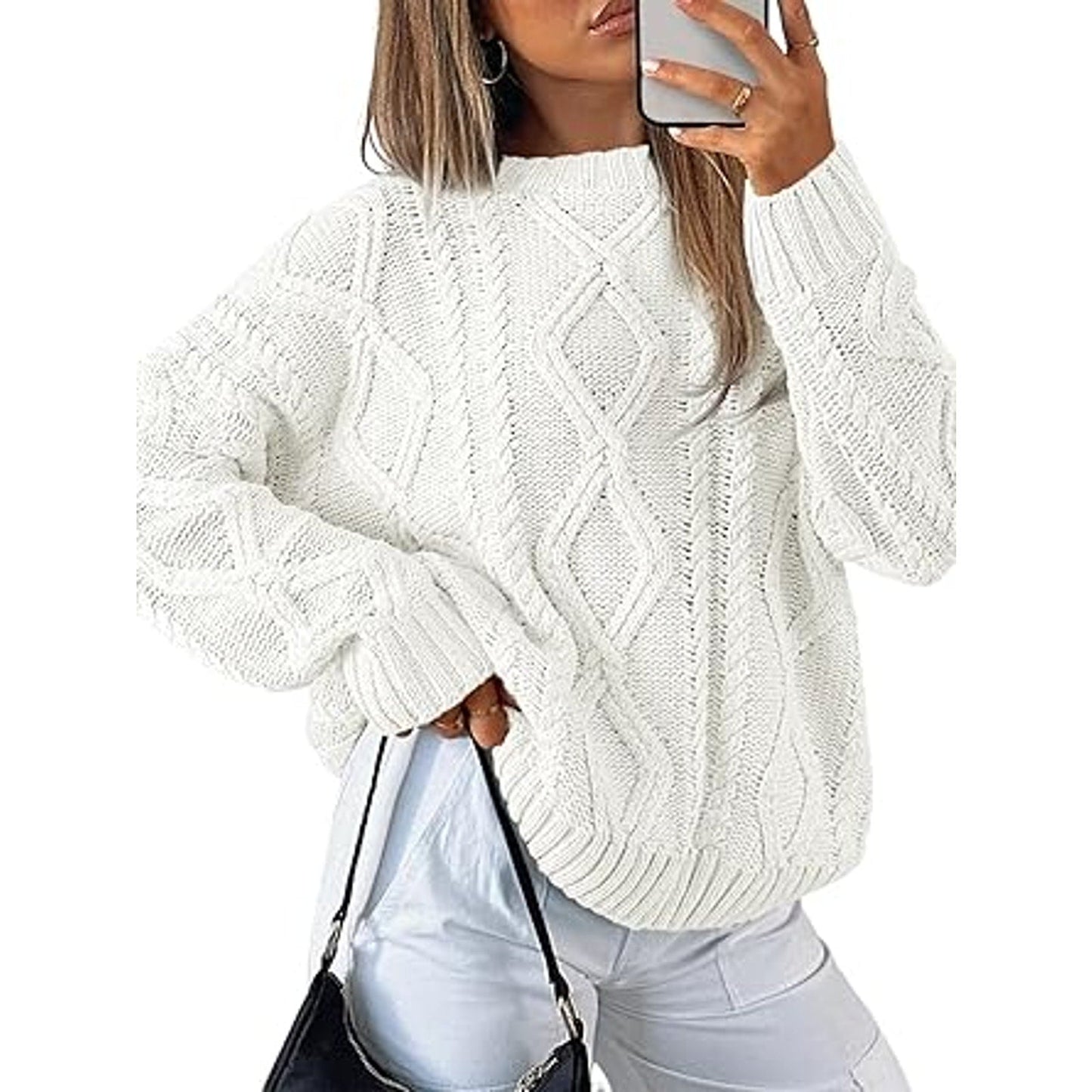Trendy Queen Oversized Sweaters Womens Plus Size 2024 Fall Fashion Outfits Cable Knit Crew