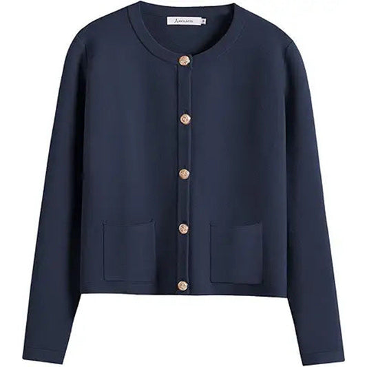 ANRABESS Women Striped Cardigan Sweaters Button Down Cropped Knit Lady Jackets Coat 2025 F