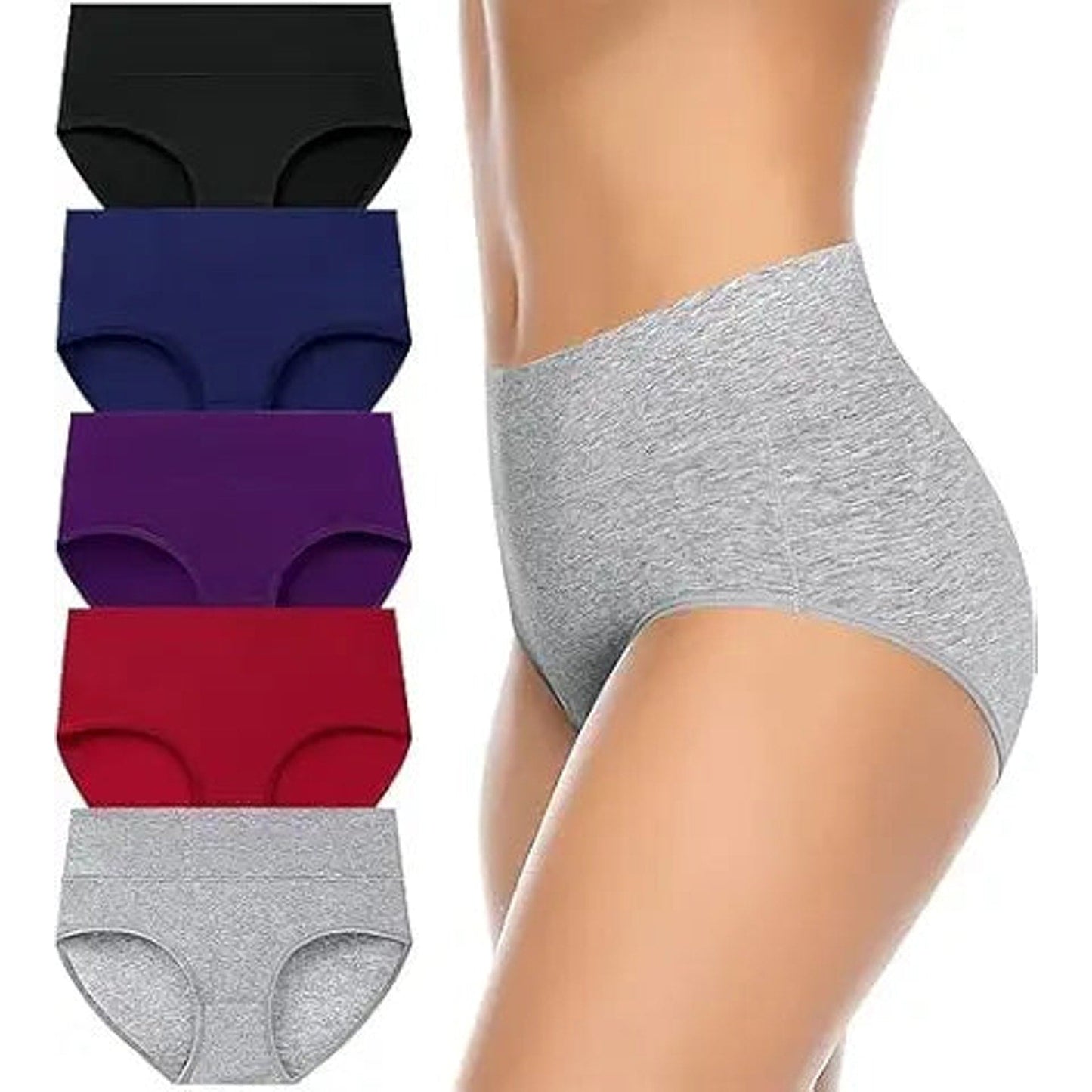 Annenmy High Waisted Womens Cotton Postpartum Underwear No Muffin Top Full Briefs Soft Str