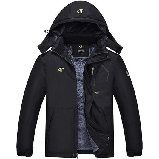 QPNGRP Mens Waterproof Ski Snowboarding Jacket Winter Windproof Snow Coat Black 3X-Large