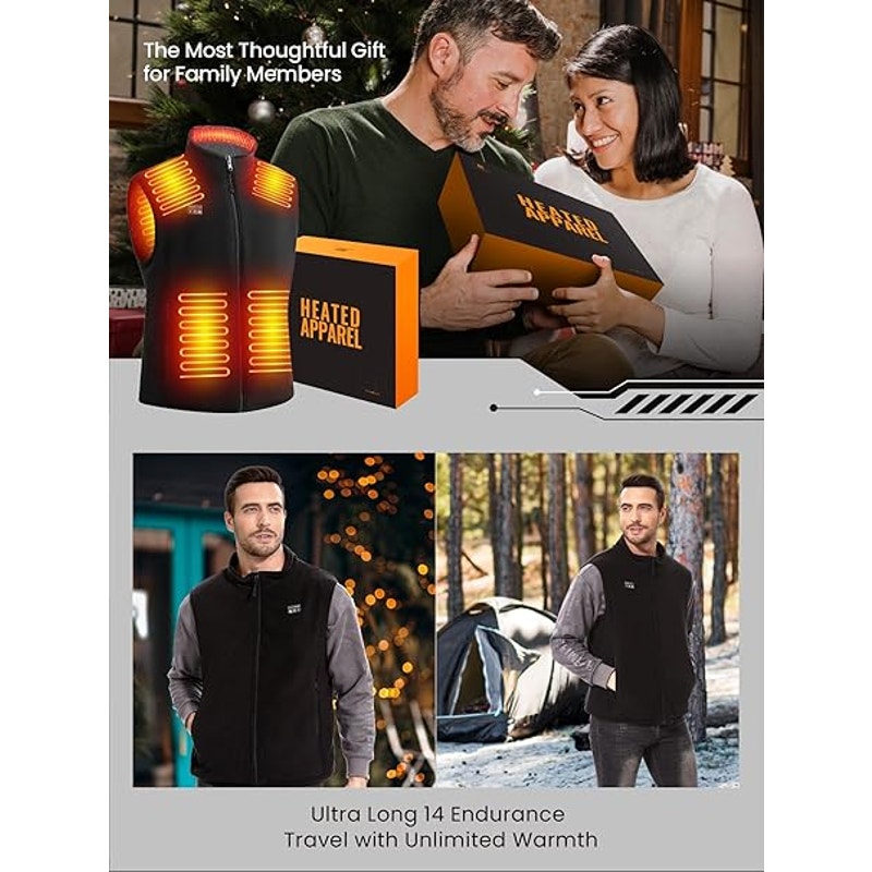 JS LifeStyle Fleece Heated Vest Jackets for Men with 18400mA
