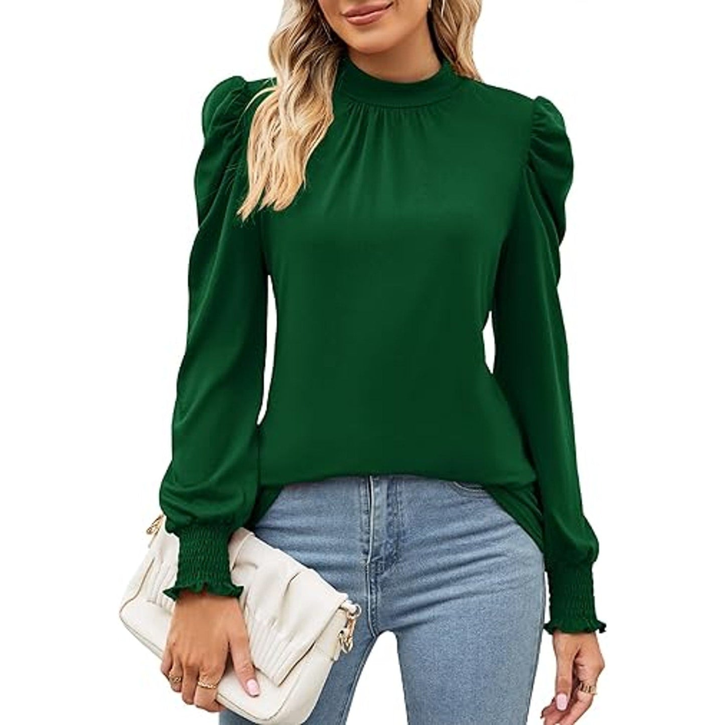 Women's Blouses Tops Office Professional Dressy Shirts Fall Blouse Mock Neck Casual Blouse