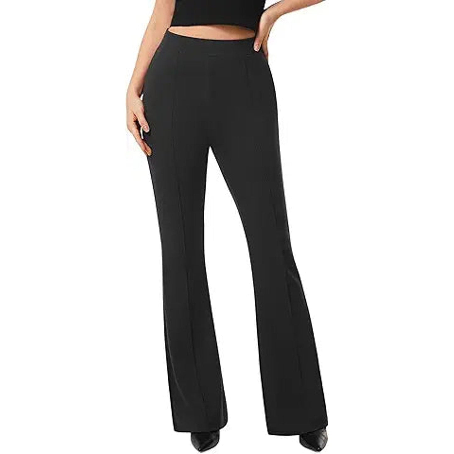 AFITNE Women's Dress Pants High Rise Flare Pull On Stretchy Work Pants Business Office Cas