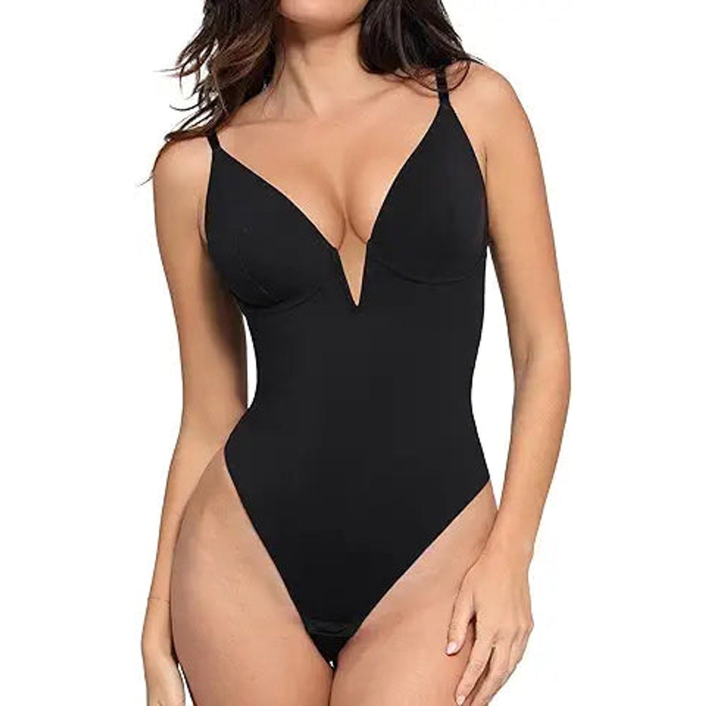 Popilush Shapewear Bodysuits for Women Tummy Control Backless Deep V Neck Comfy Shapewear