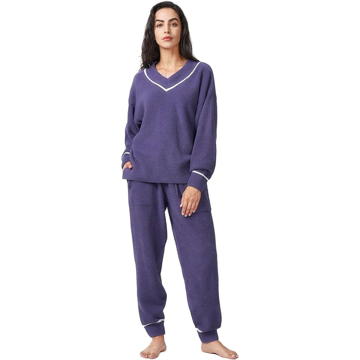 DAVID ARCHY Fleece Pajamas for Women Set Ultra-Comfy Soft Lounge Sets Lightweight Pjs Wome