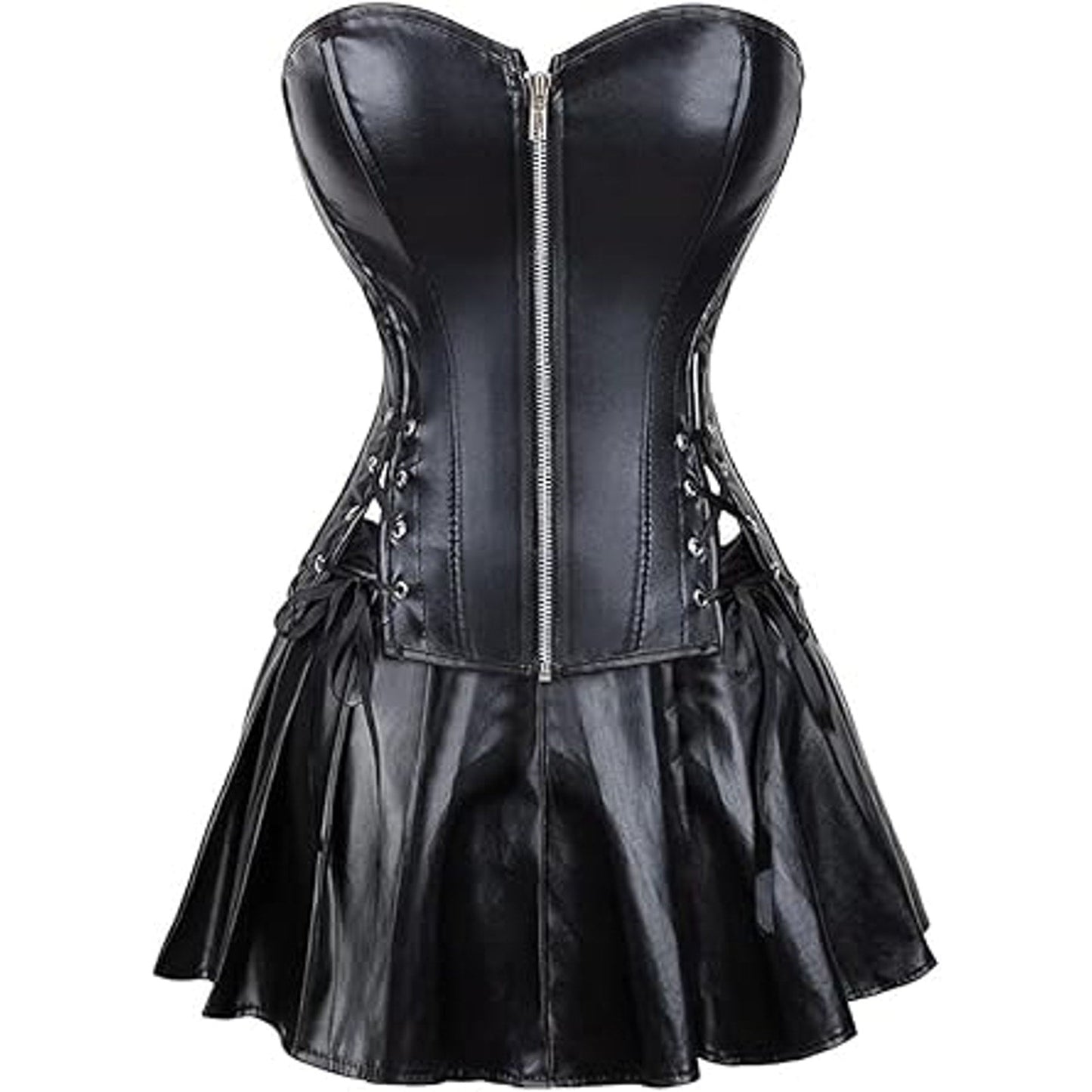DKCHENH Corset Top Steampunk,Bustier Corset Top,Women's Faux Leather Corset,black bustier.