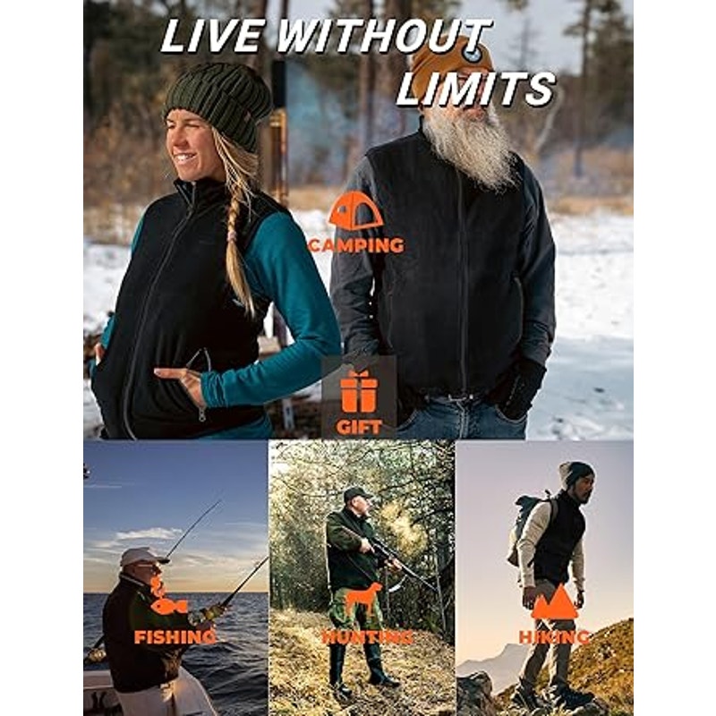 burngogo Heated Vest for Men Women, 3 Heating Levels 6 Heating Zones, Heated Jackets for M