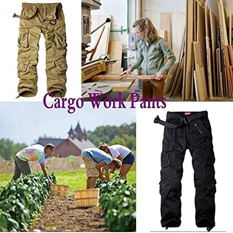 Women's Cotton Casual Military Army Cargo Combat Work Pants with 8 Pocket Black