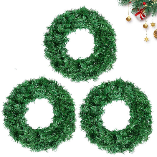 Christmas Wreaths for Front Door Outside, Wreaths for Christmas Decorations,20" Canadian Artificial Pine Christmas Wreath for Christmas Day Party,Unlit Wreaths for All Seasons (3, Green 20")