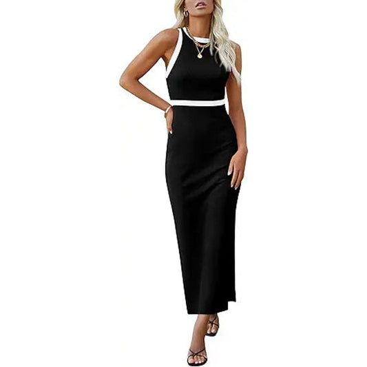 PRETTYGARDEN Women's Basic Bodycon Midi Dress Crewneck Sleeveless Casual Summer Tank Top D