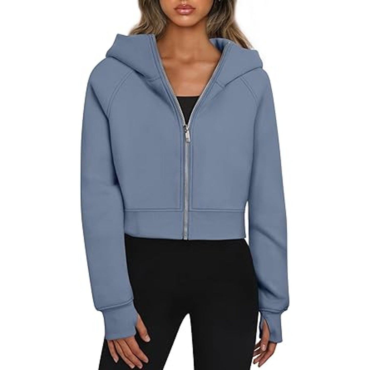 Trendy Queen Womens Zip Up Hoodies Jackets Cropped Sweatshirts Fleece Fall Outfits Casual