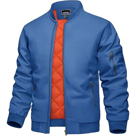 KEFITEVD Military Jackets for Men Lightweight Quilted Bomber Jacket Windproof Casual Jacke