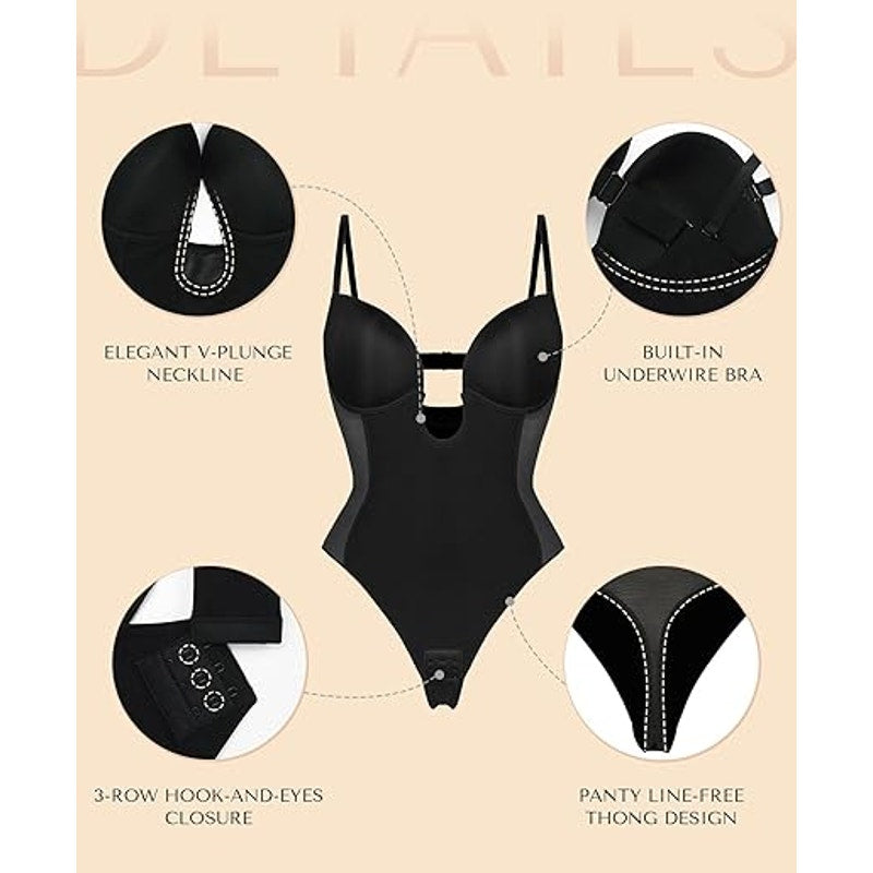 SHAPELLX Strapless Shapewear Bodysuit Plus Body Shaper Tummy Control for Women Thong Tummy