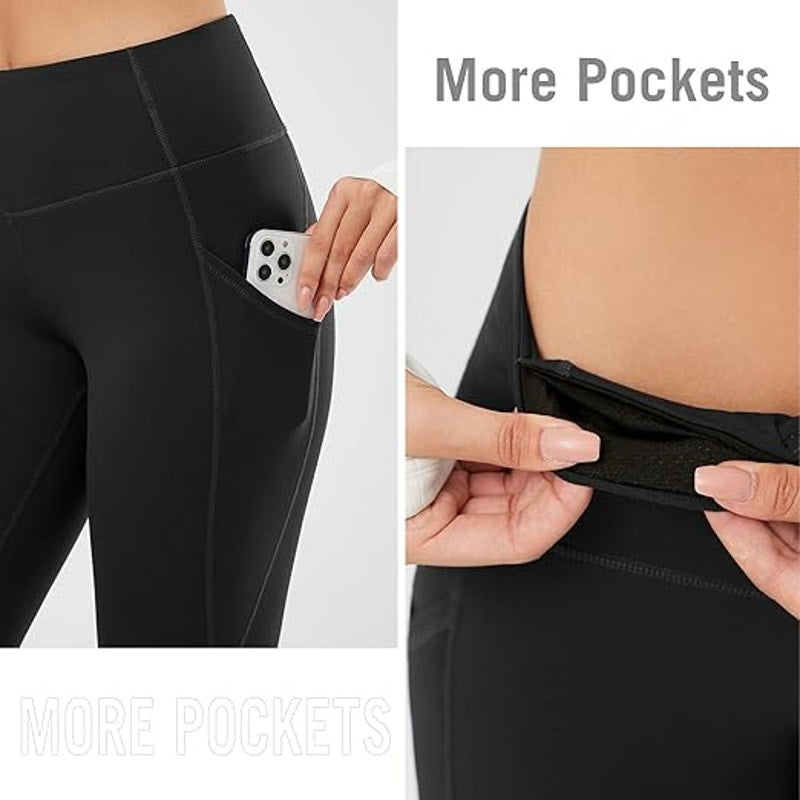 BALEAF Women's Fleece Lined Leggings Thermal Warm Winter Tights High Waisted Thick Yoga Pa