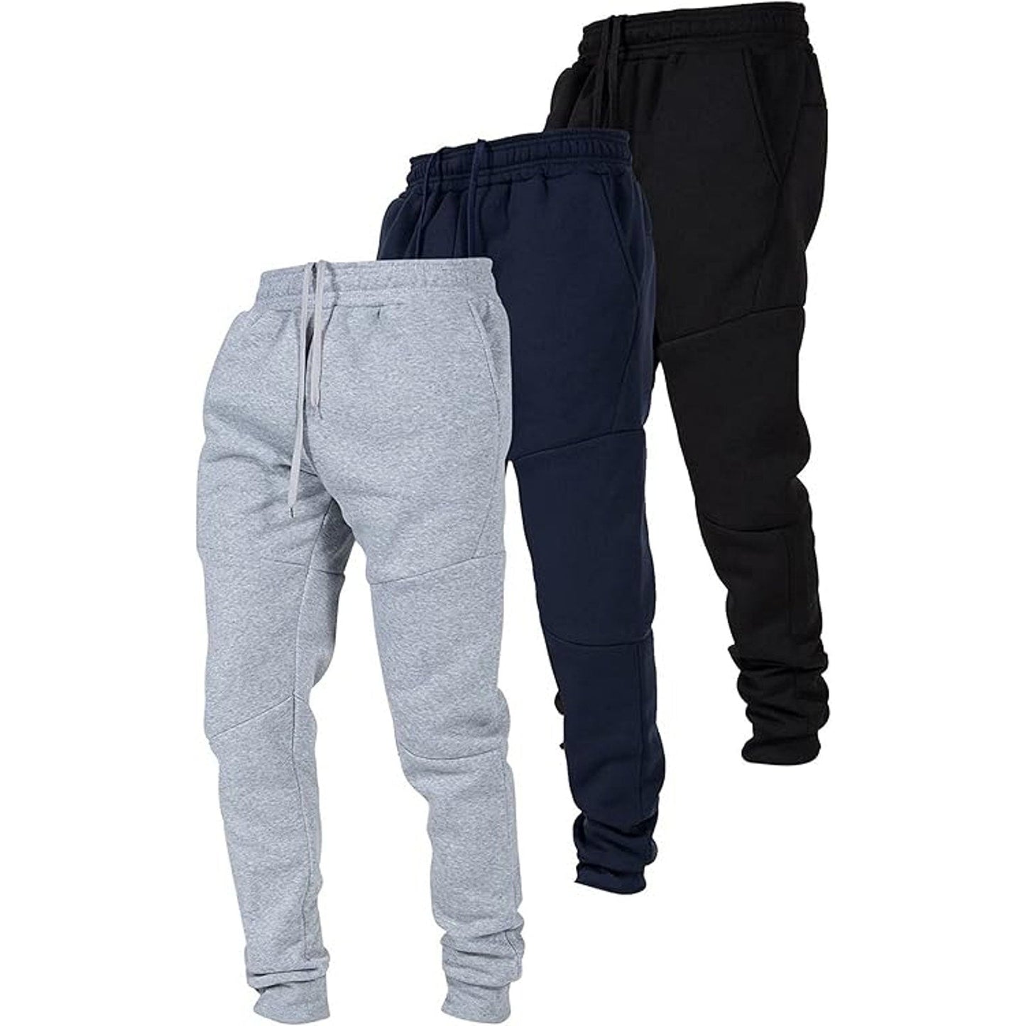 Ultra Performance 3 Pack Fleece Active Tech Joggers for Men, Mens Sweatpants with Zipper P