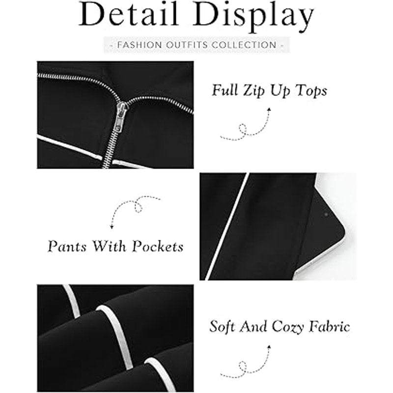 BTFBM Women's Two Piece Tracksuit Fall 2025 Long Sleeve Zip Up Sweatshirt Long