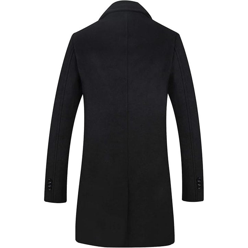 ELETOP Men's Wool Coat Winter Long Trench Coat Classic