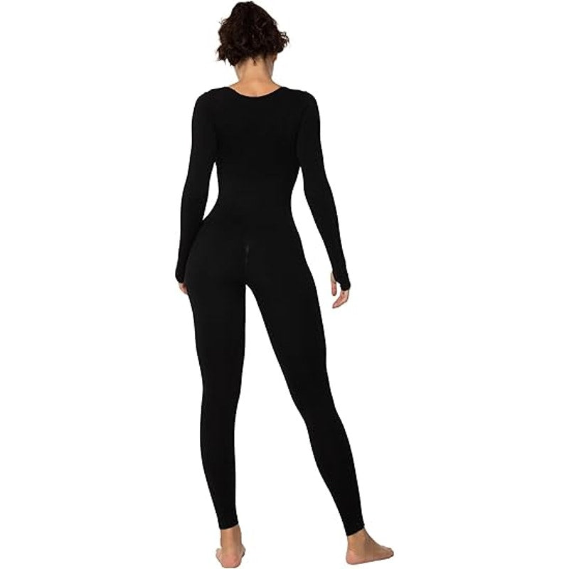 Sunzel Long Sleeve Bodysuits One Piece Jumpsuit for Women with Square Neck and Butt Scrunc
