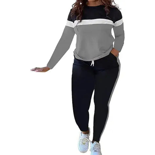 HTD 2 Piece Outfits For Women Casual Sweatsuits Long Sleeve Tracksuit Matching Sets Grey X