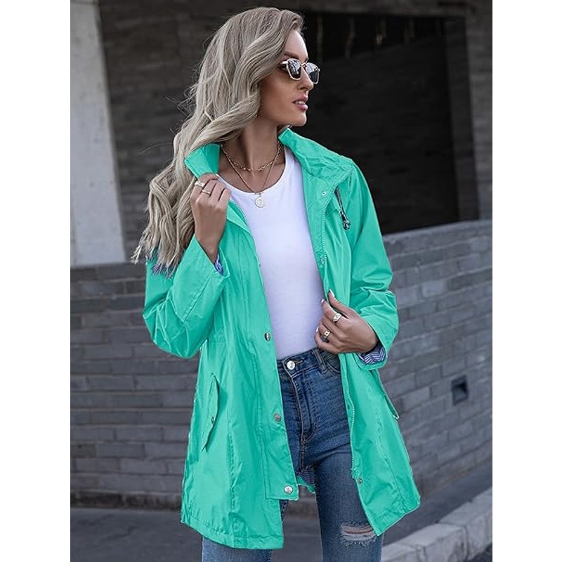 Kikibell Lightweight Raincoat for Women with Hood Windbreake