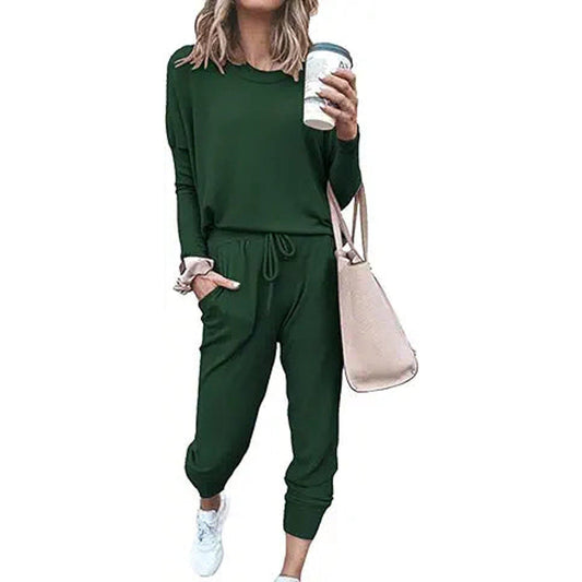 PRETTYGARDEN Women's Fall 2 Piece Lounge Outfit Long Sleeve Crewneck Pullover Tops High Wa