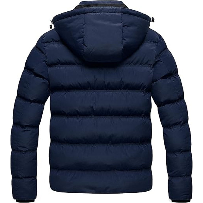 CREATMO US Men's Quilted Jacket Spring Fall Stand Collar Warm Overcoat