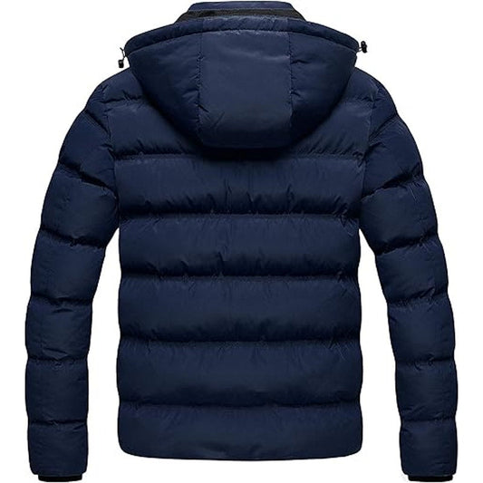 CREATMO US Men's Quilted Jacket Spring Fall Stand Collar Warm Overcoat