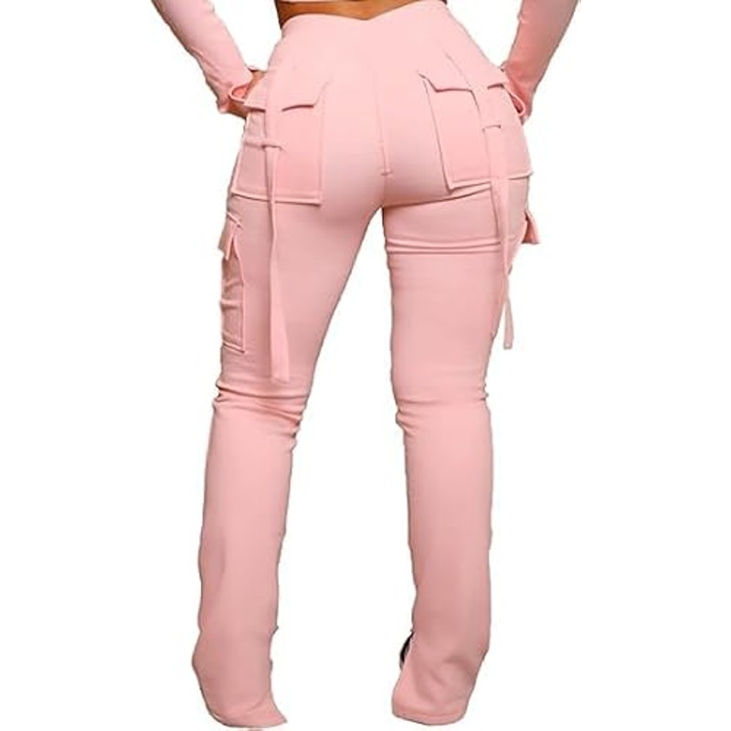 Molisry Womens Cargo Sweatpants High Waisted Split Hem Bell Bottom Straight Leg Flare Stac