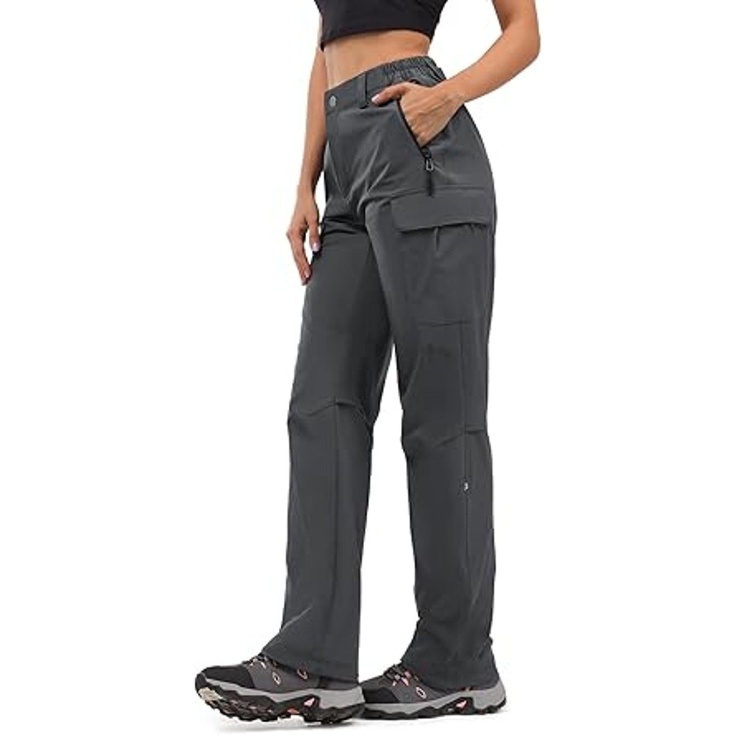 Moosehill Women's Hiking Cargo Pants Quick Dry Lightweight High Waist Pants for Work Trave