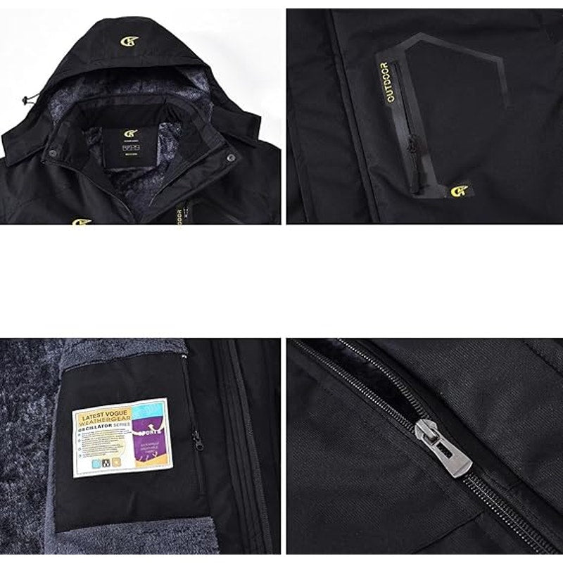 QPNGRP Mens Waterproof Ski Snowboarding Jacket Winter Windproof Snow Coat Black 3X-Large