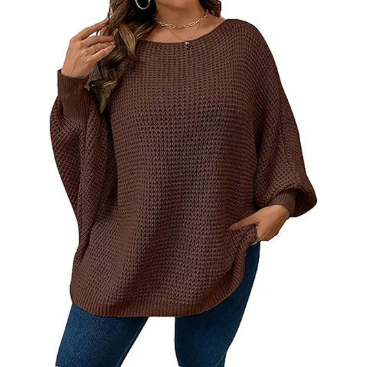 SOLY HUX Women's Plus Size Crewneck Long Sleeve Casual Oversized Sweater Pullover Tops Pla