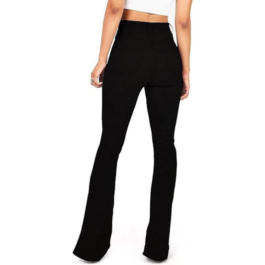 KDF Women's Black Bell Bottom Jeans for Women High Waisted Flare Bootcut Stretch