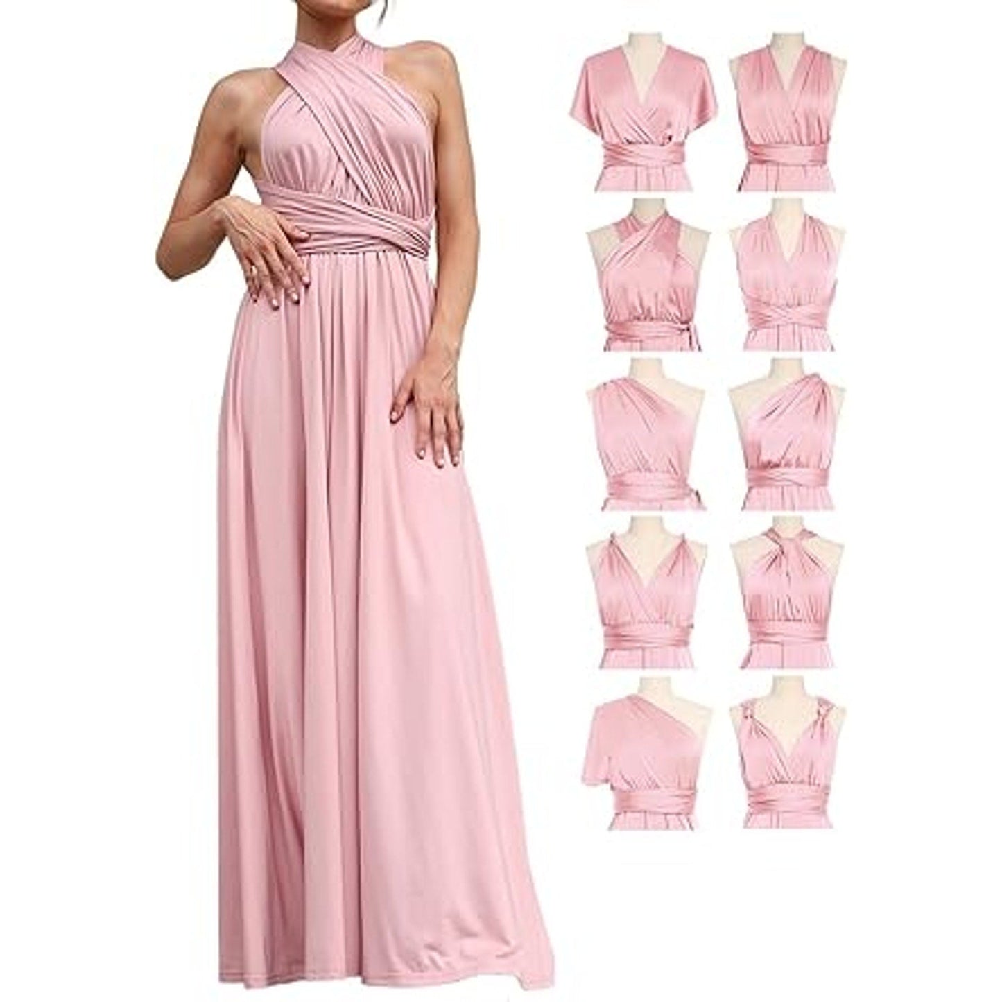 GORAIS Women Infinity Dress for Bridesmaid Long Evening Maxi Wrap Dresses Convertible Prom