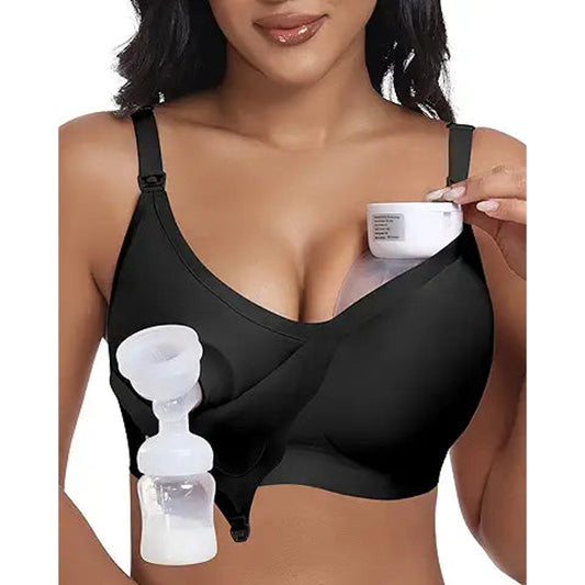 As Fairy Wireless Seamless Pumping Bra Hands Free Nursing Bra Wirefree Comfort Wearable Br