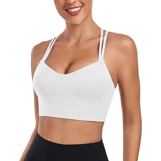 As Fariy Sports Bra Molded Cup Sports Bra Workout Bra for Women with Longline Criss Cross